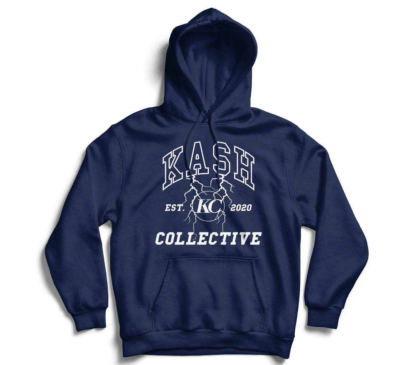 KC PUFF PRINT THUNDER HOODIE- NAVY BLUE/WHITE