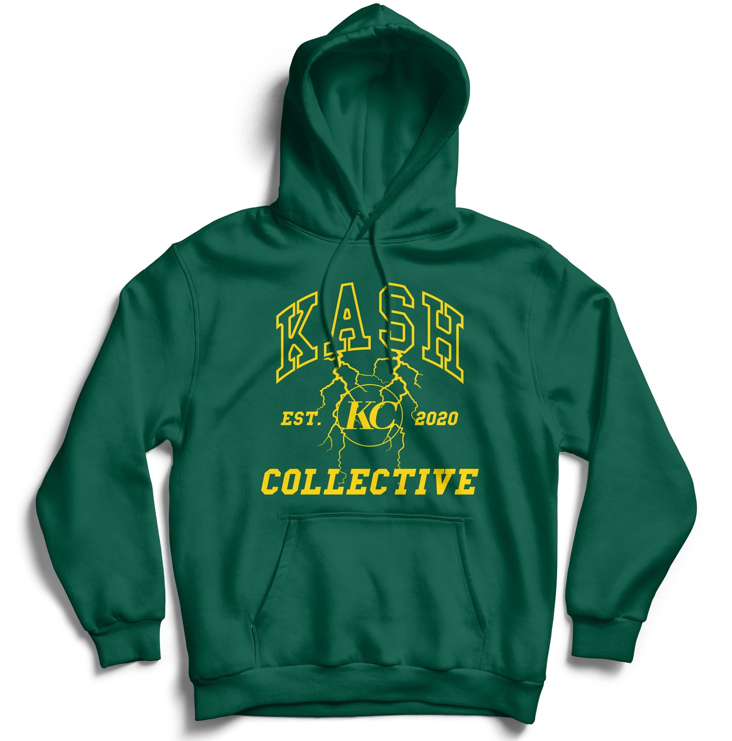 KC PUFF PRINT THUNDER HOODIE- GREEN/GOLD