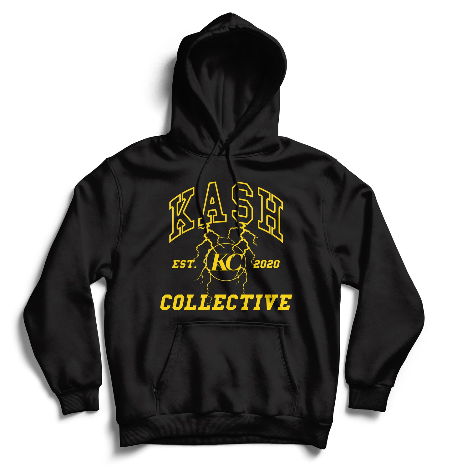 KC PUFF PRINT THUNDER HOODIE- BLACK/GOLD