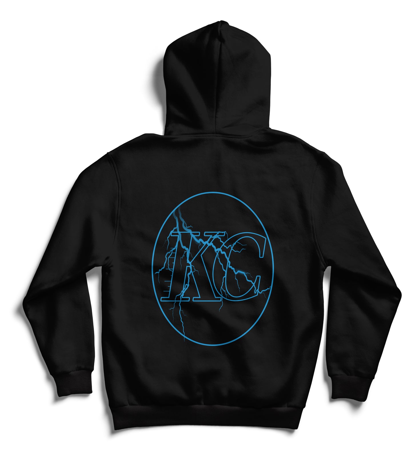 KC PUFF PRINT THUNDER HOODIE- BLACK/BABY BLUE