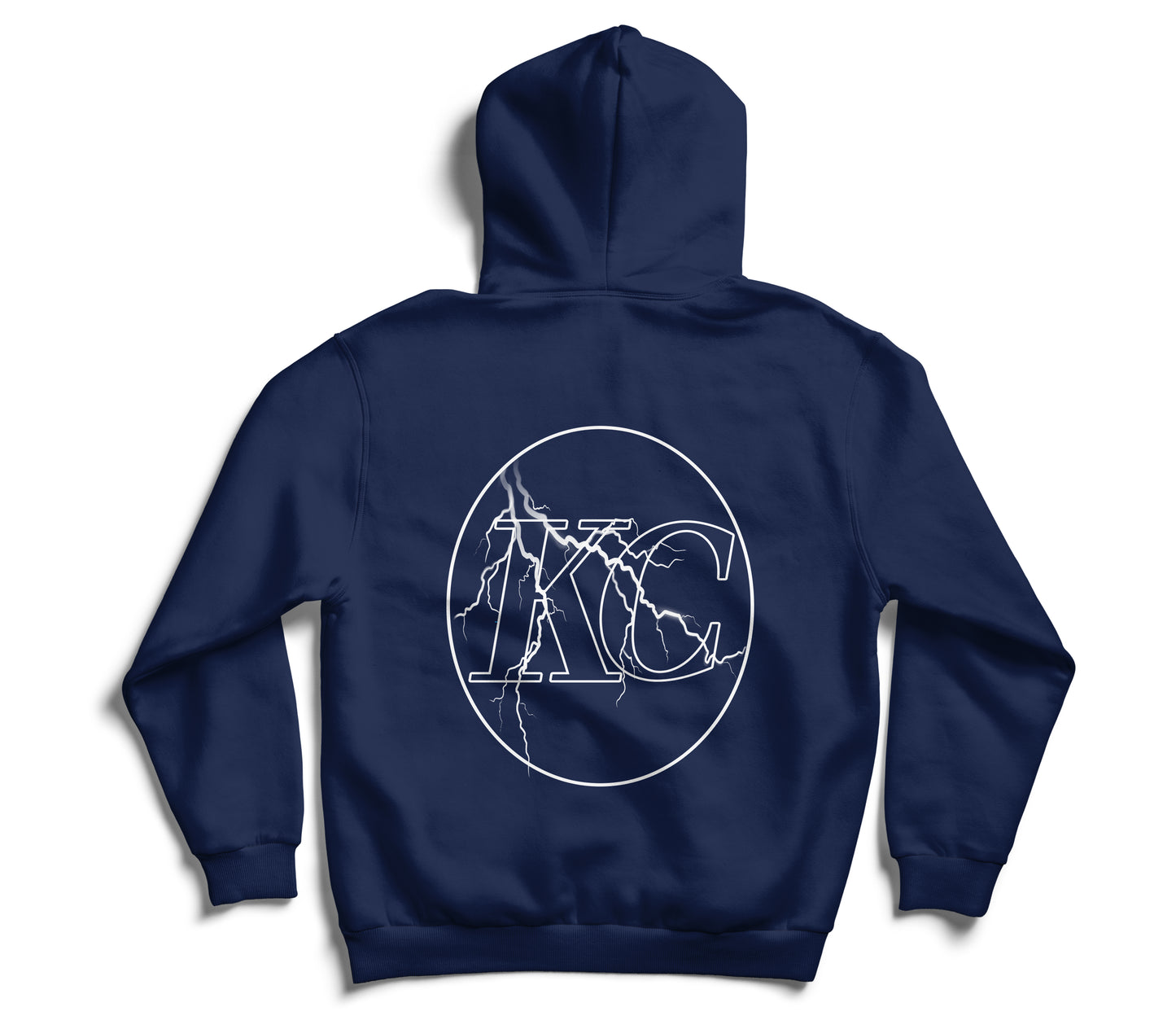 KC PUFF PRINT THUNDER HOODIE- NAVY BLUE/WHITE