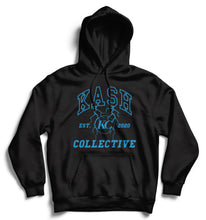 Load image into Gallery viewer, KC PUFF PRINT THUNDER HOODIE- BLACK/BABY BLUE
