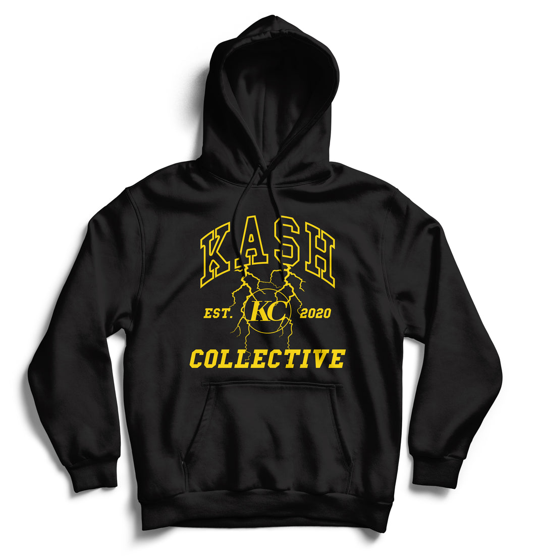 KC PUFF PRINT THUNDER HOODIE- BLACK/GOLD